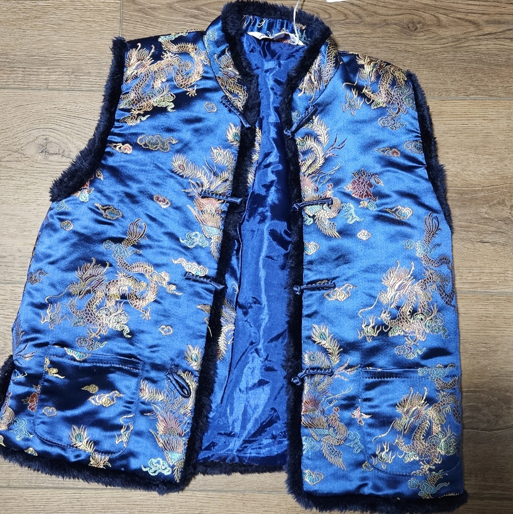 Source Unknown Blue and Gold Dragon Vest
